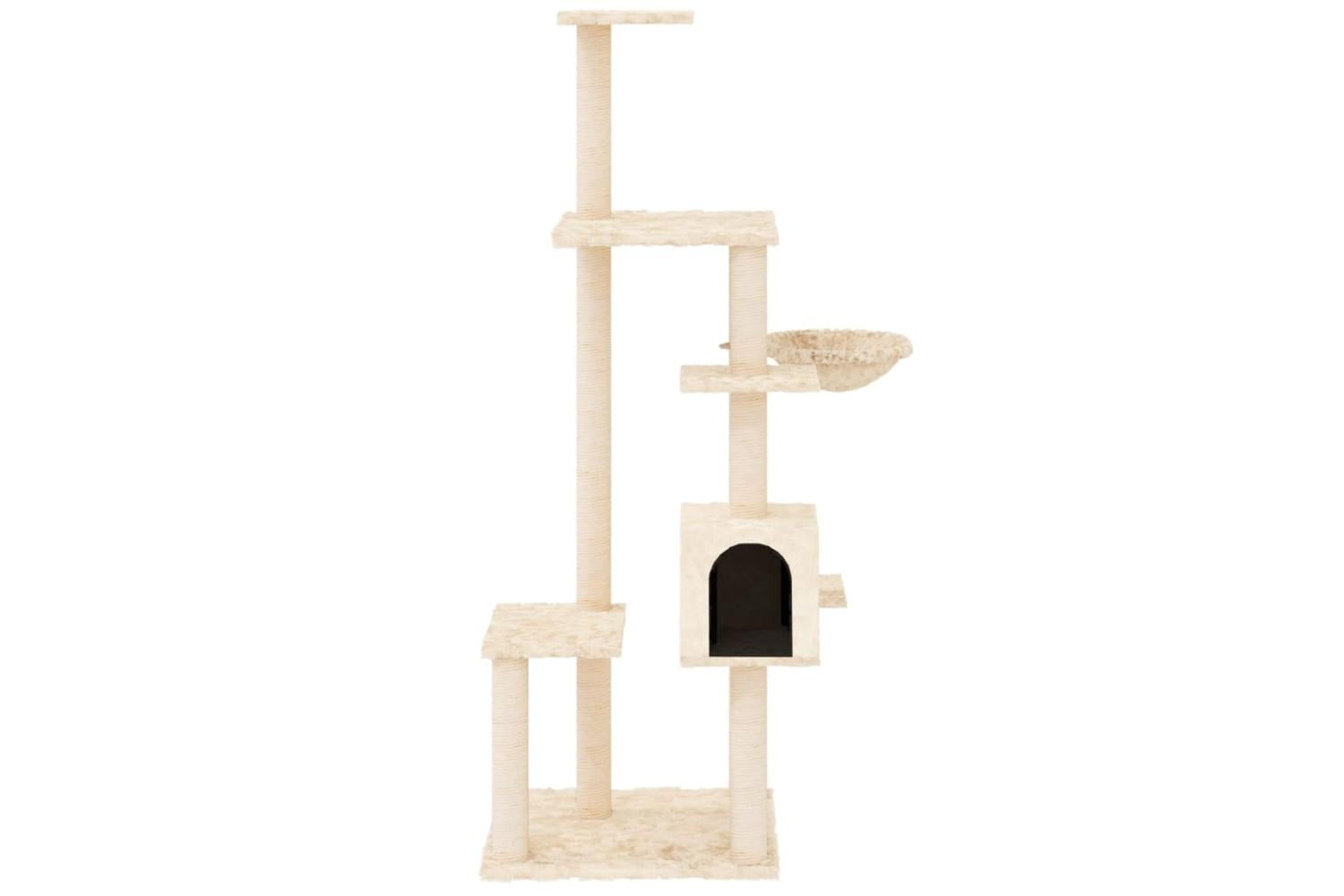 Cat Tree With Sisal Scratching Posts Cream 142 Cm-3