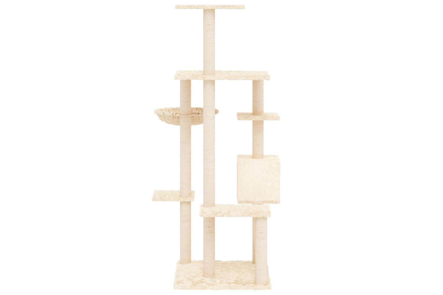 Cat Tree With Sisal Scratching Posts Cream 142 Cm-4
