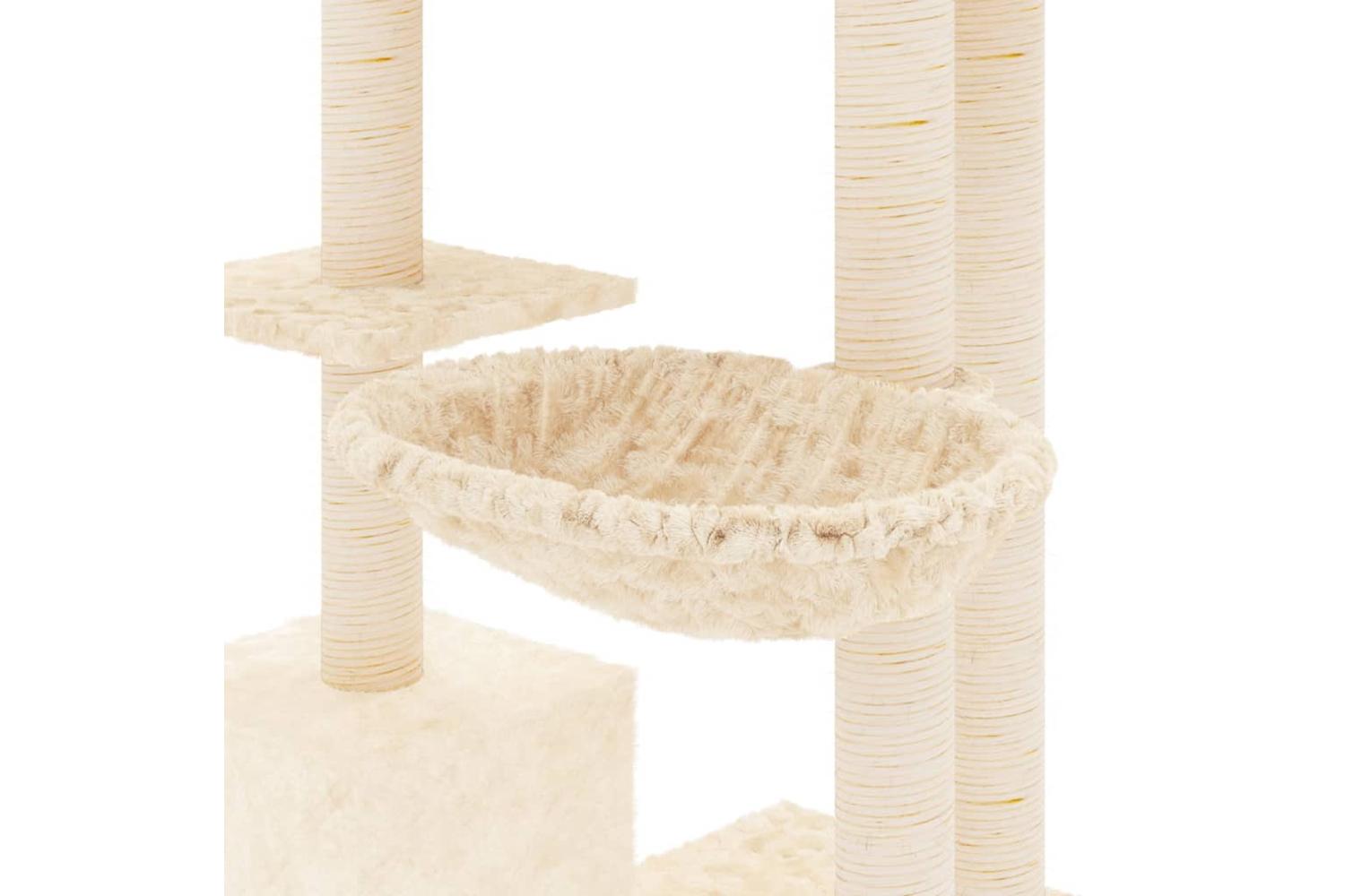 Cat Tree With Sisal Scratching Posts Cream 142 Cm-6