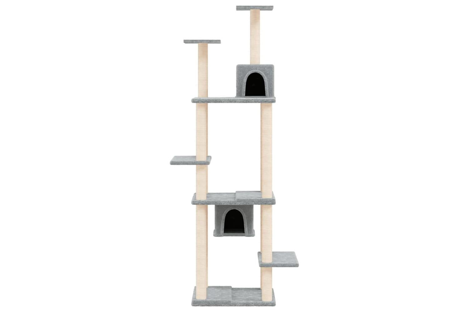 Cat Tree With Sisal Scratching Posts Light Grey 176 Cm-3