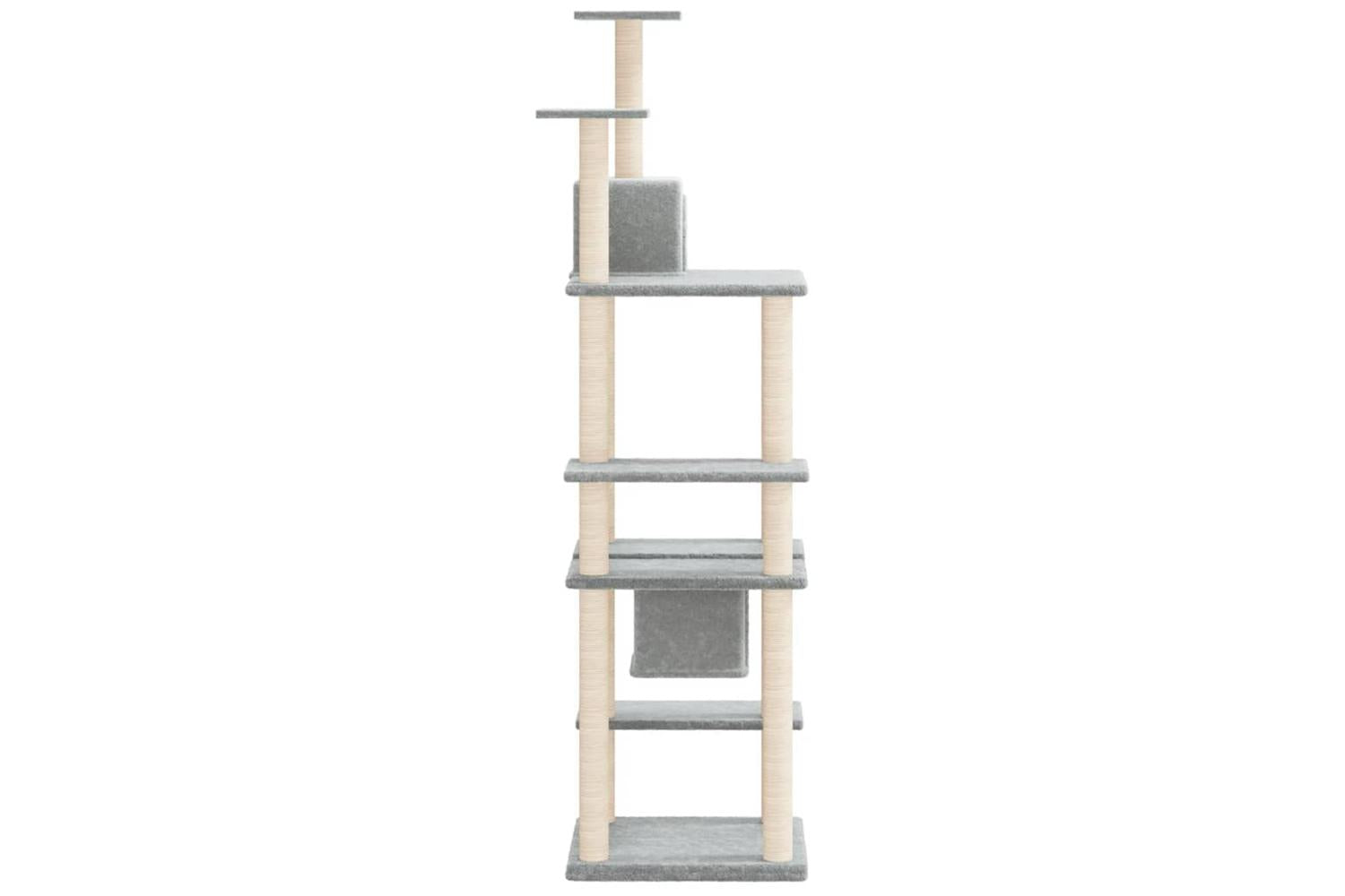 Cat Tree With Sisal Scratching Posts Light Grey 176 Cm-4