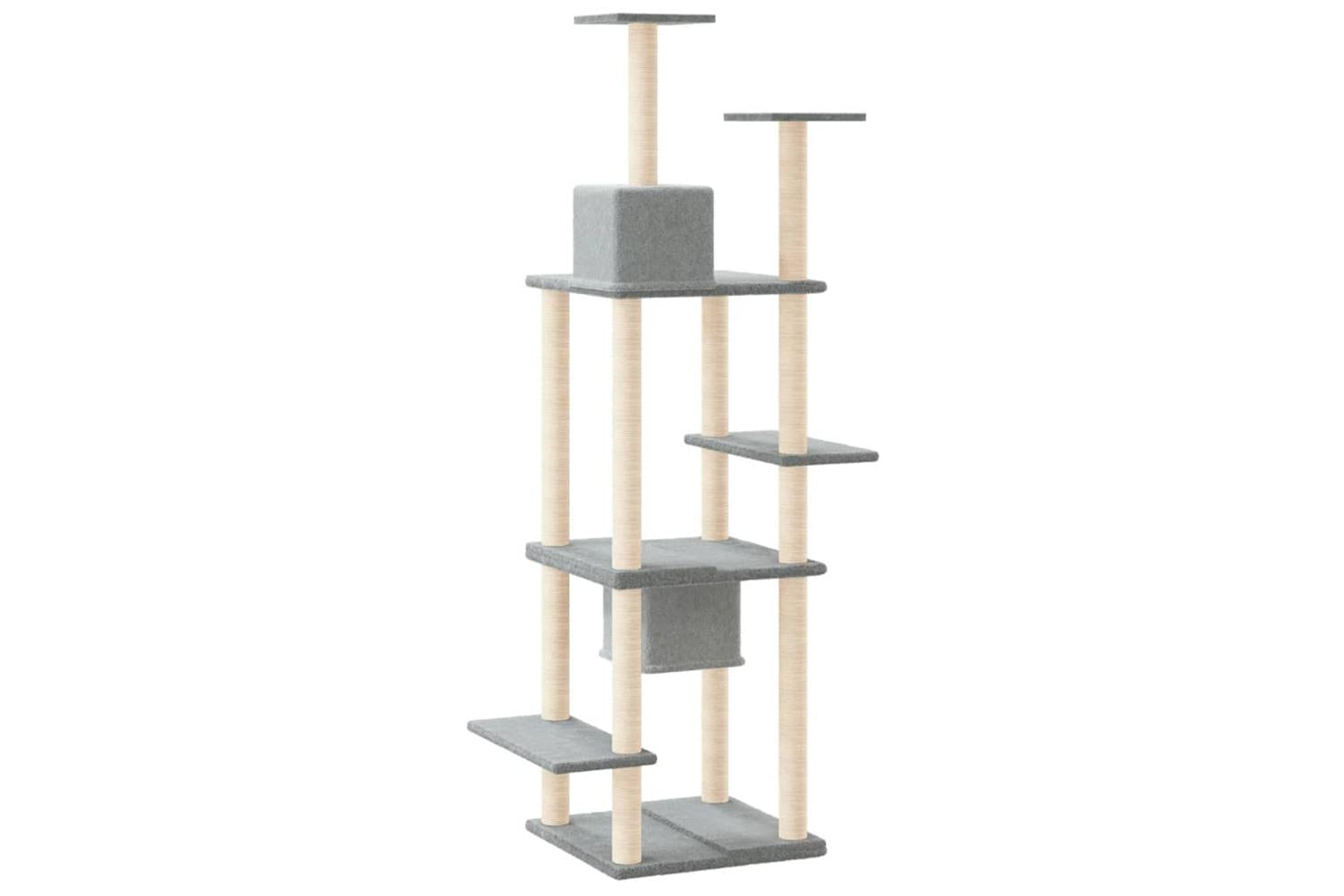 Cat Tree With Sisal Scratching Posts Light Grey 176 Cm-5