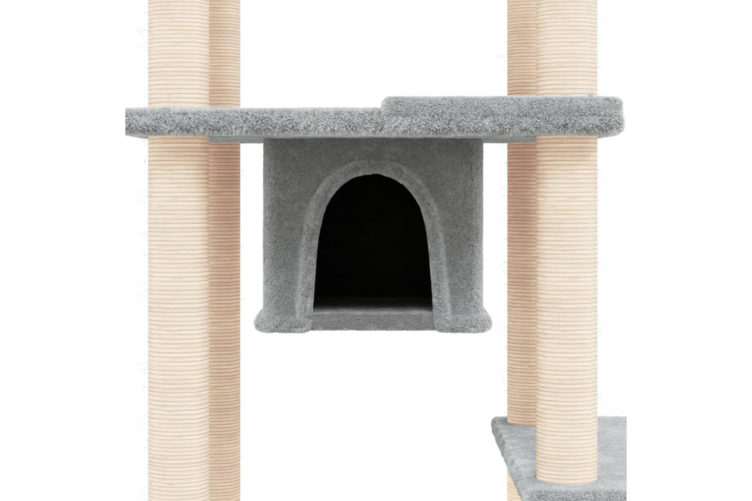 Cat Tree With Sisal Scratching Posts Light Grey 176 Cm-6