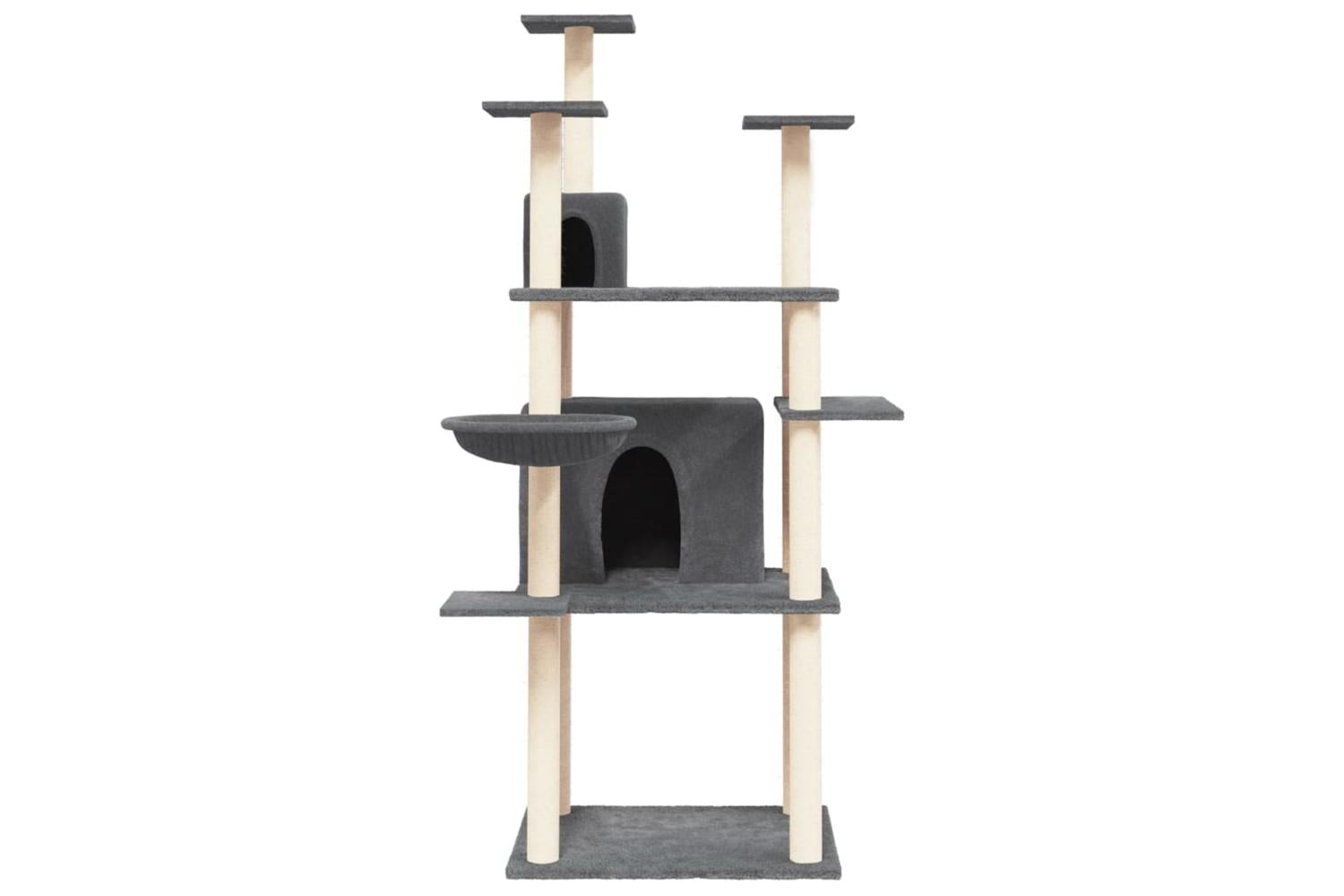 Cat Tree With Sisal Scratching Posts Dark Grey 166 Cm-3