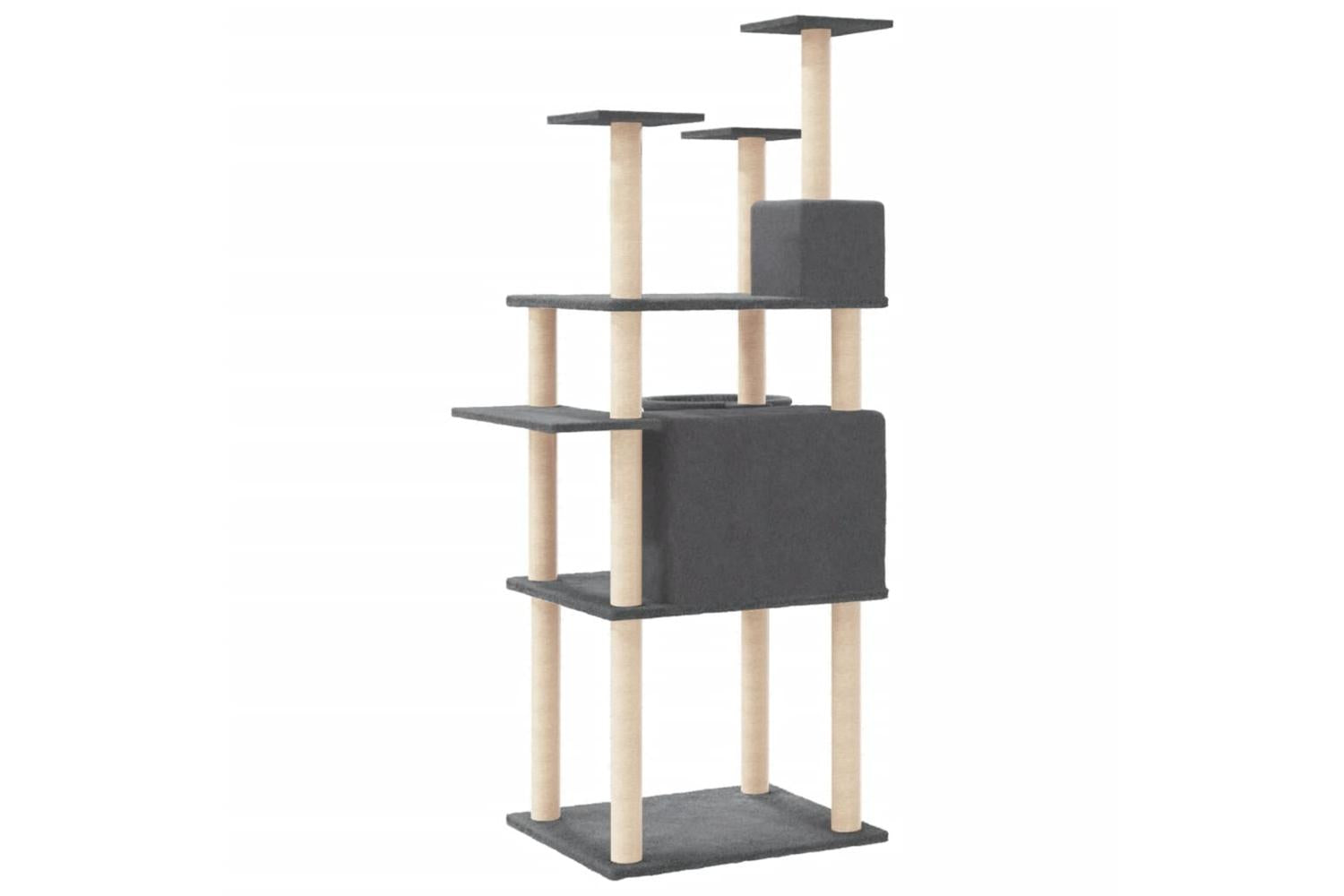 Cat Tree With Sisal Scratching Posts Dark Grey 166 Cm-5