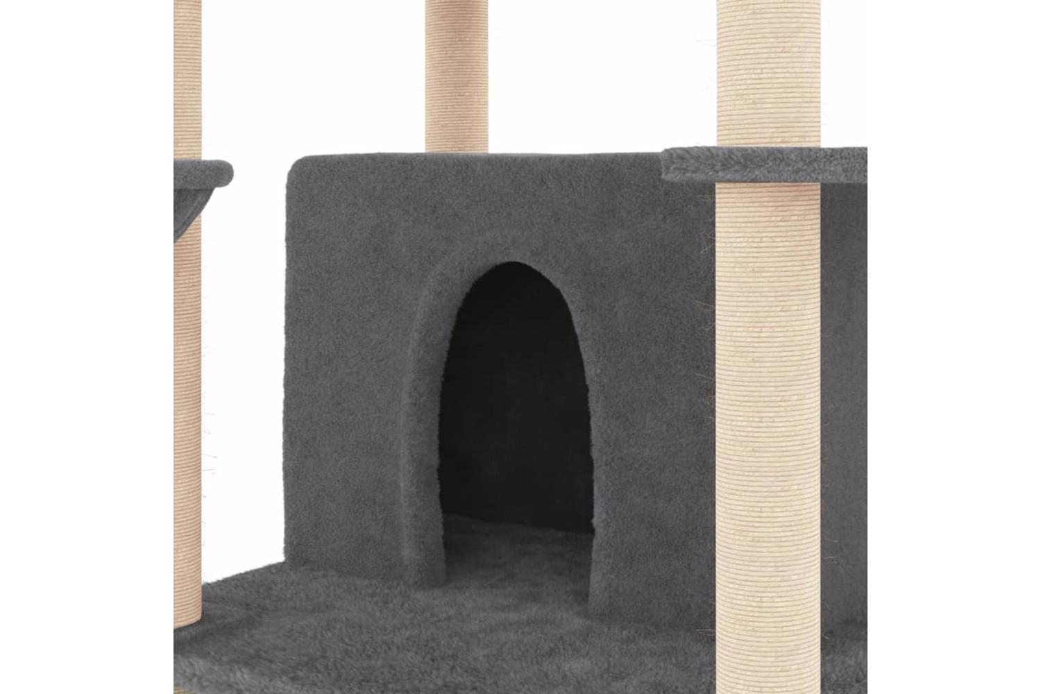 Cat Tree With Sisal Scratching Posts Dark Grey 166 Cm-6
