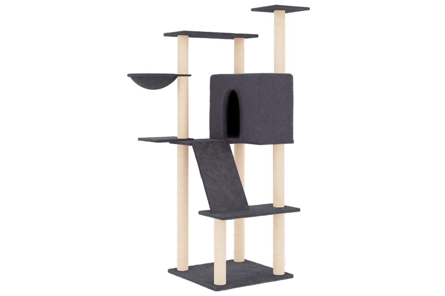 Cat Tree With Sisal Scratching Posts Dark Grey 143 Cm