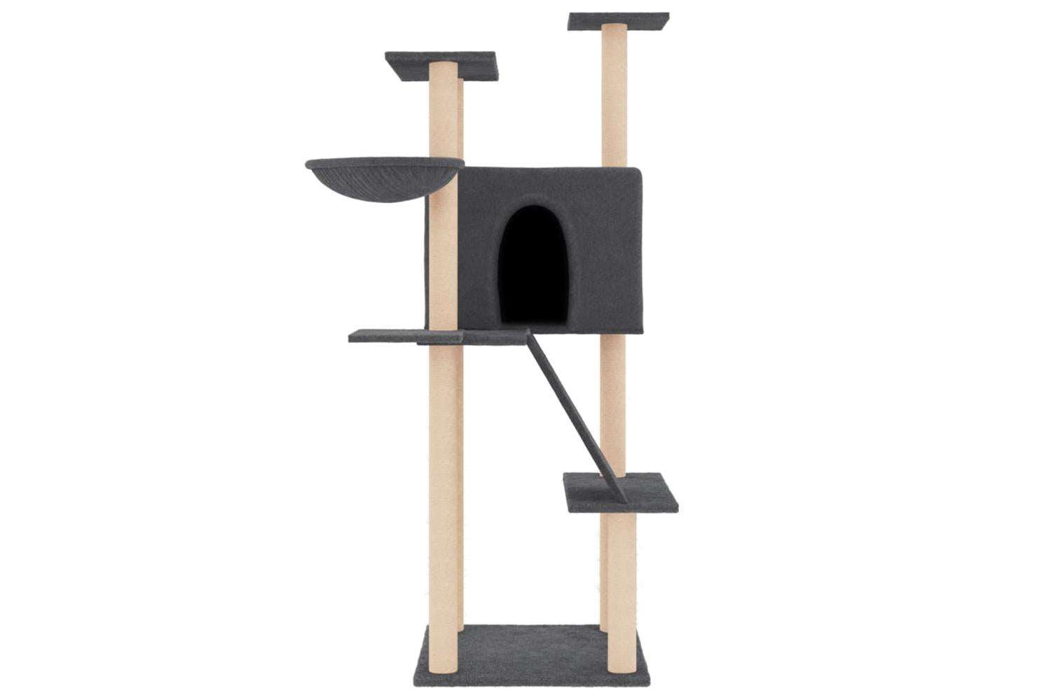 Cat Tree With Sisal Scratching Posts Dark Grey 143 Cm-3