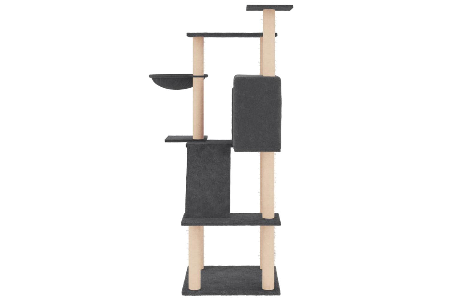 Cat Tree With Sisal Scratching Posts Dark Grey 143 Cm-4
