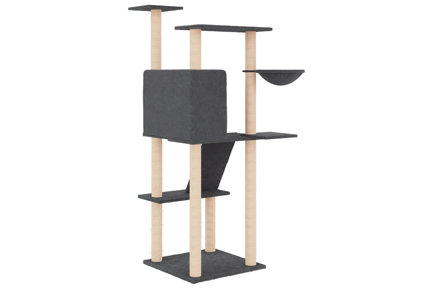 Cat Tree With Sisal Scratching Posts Dark Grey 143 Cm-5