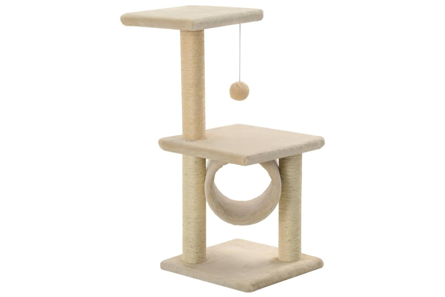 Cat Tree With Sisal Scratching Posts 65 Cm Beige-2