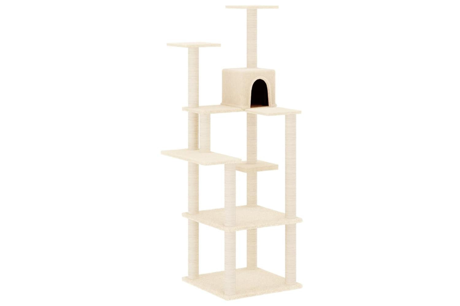 Cat Tree With Sisal Scratching Posts Cream 153 Cm-2