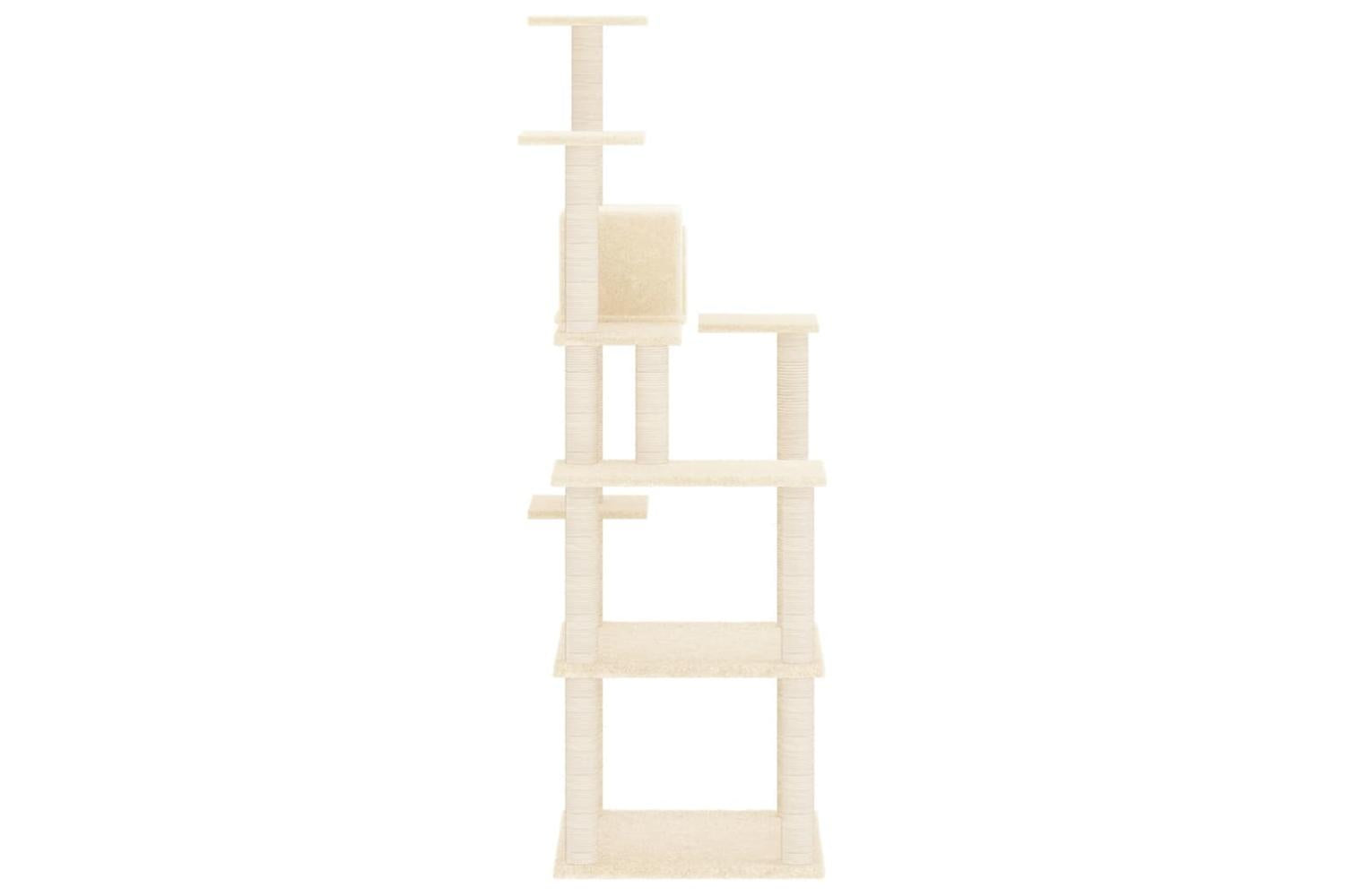 Cat Tree With Sisal Scratching Posts Cream 153 Cm-4