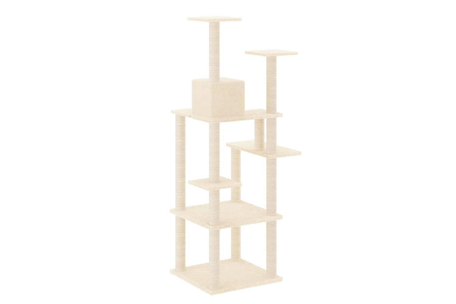 Cat Tree With Sisal Scratching Posts Cream 153 Cm-5