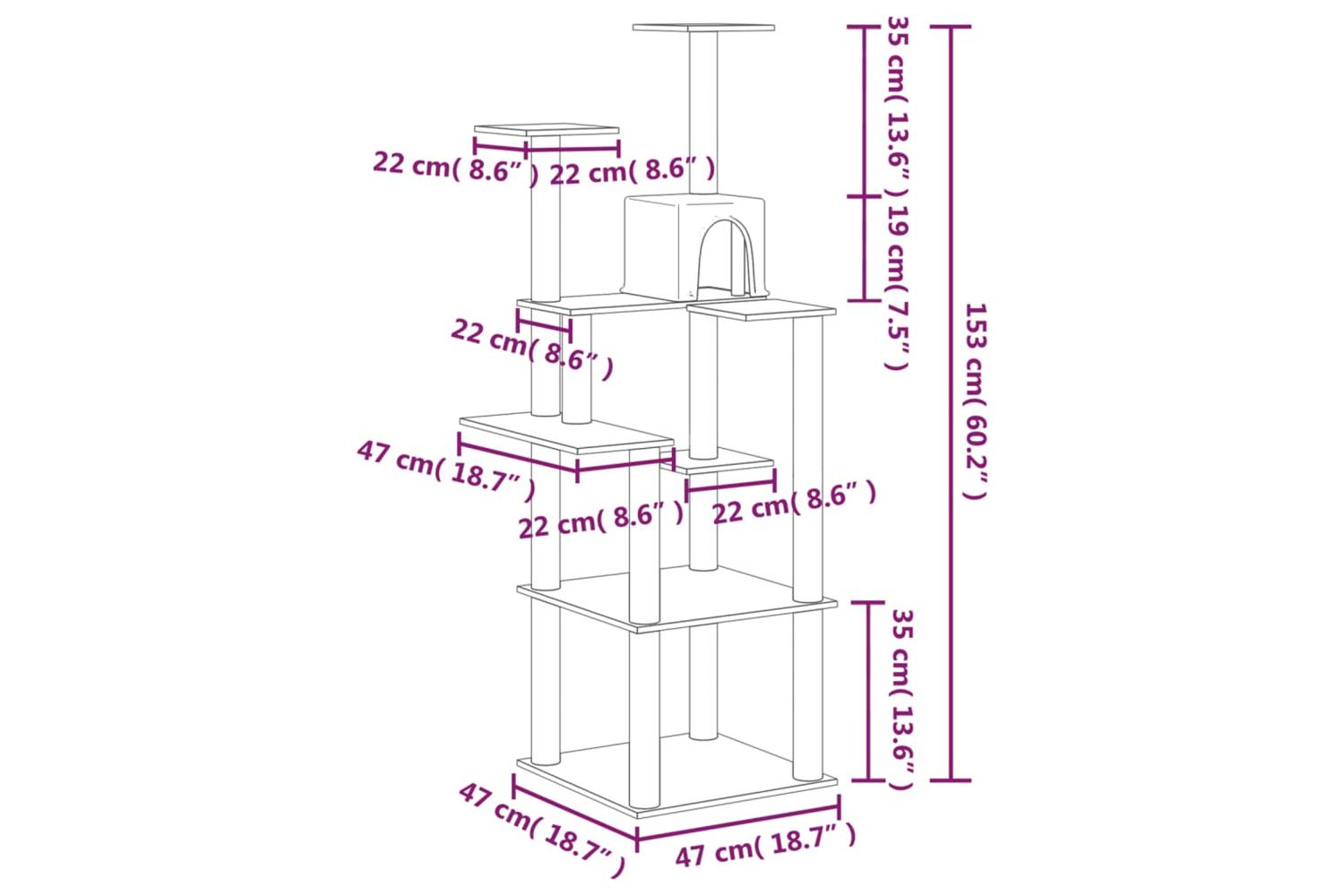 Cat Tree With Sisal Scratching Posts Cream 153 Cm-7