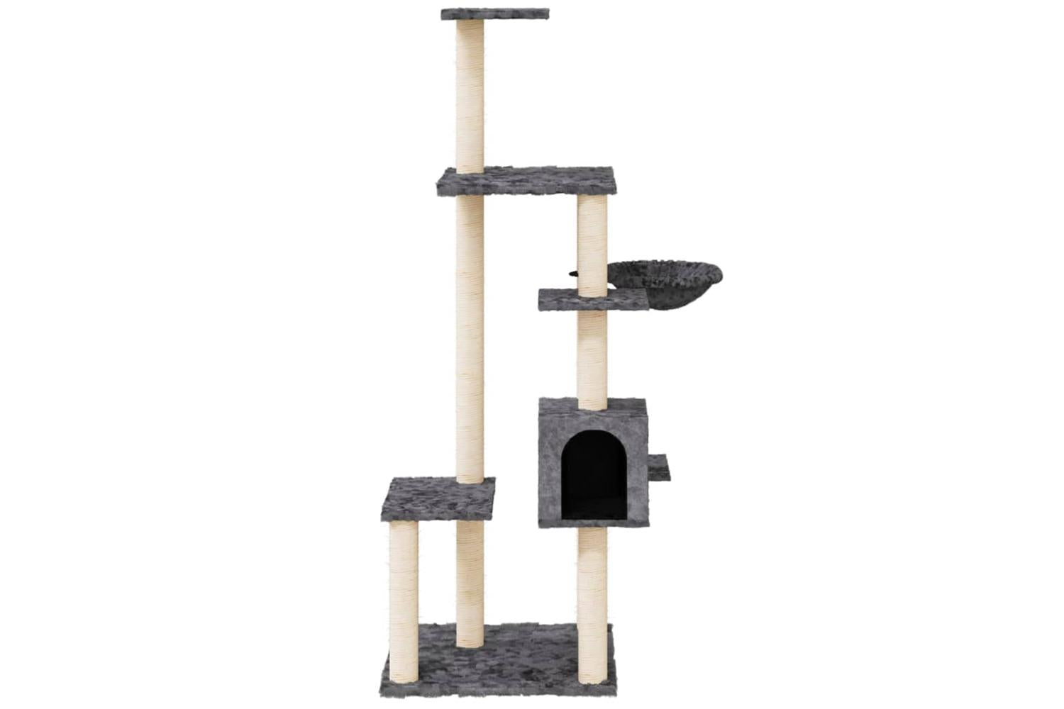 Cat Tree With Sisal Scratching Posts Dark Grey 142 Cm-3