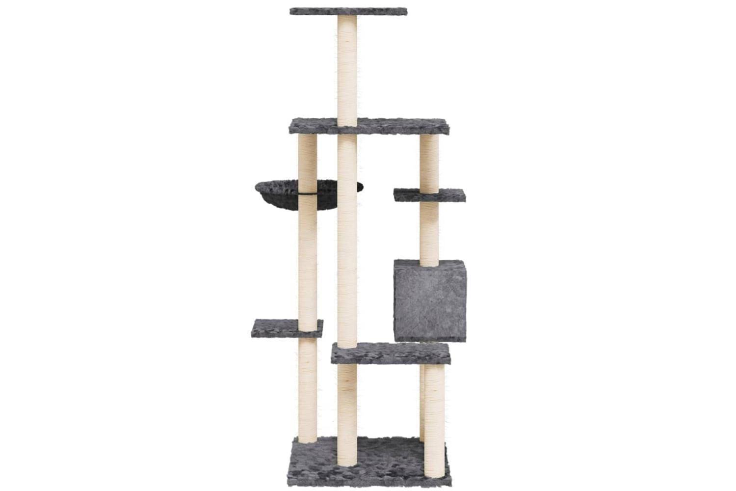 Cat Tree With Sisal Scratching Posts Dark Grey 142 Cm-4