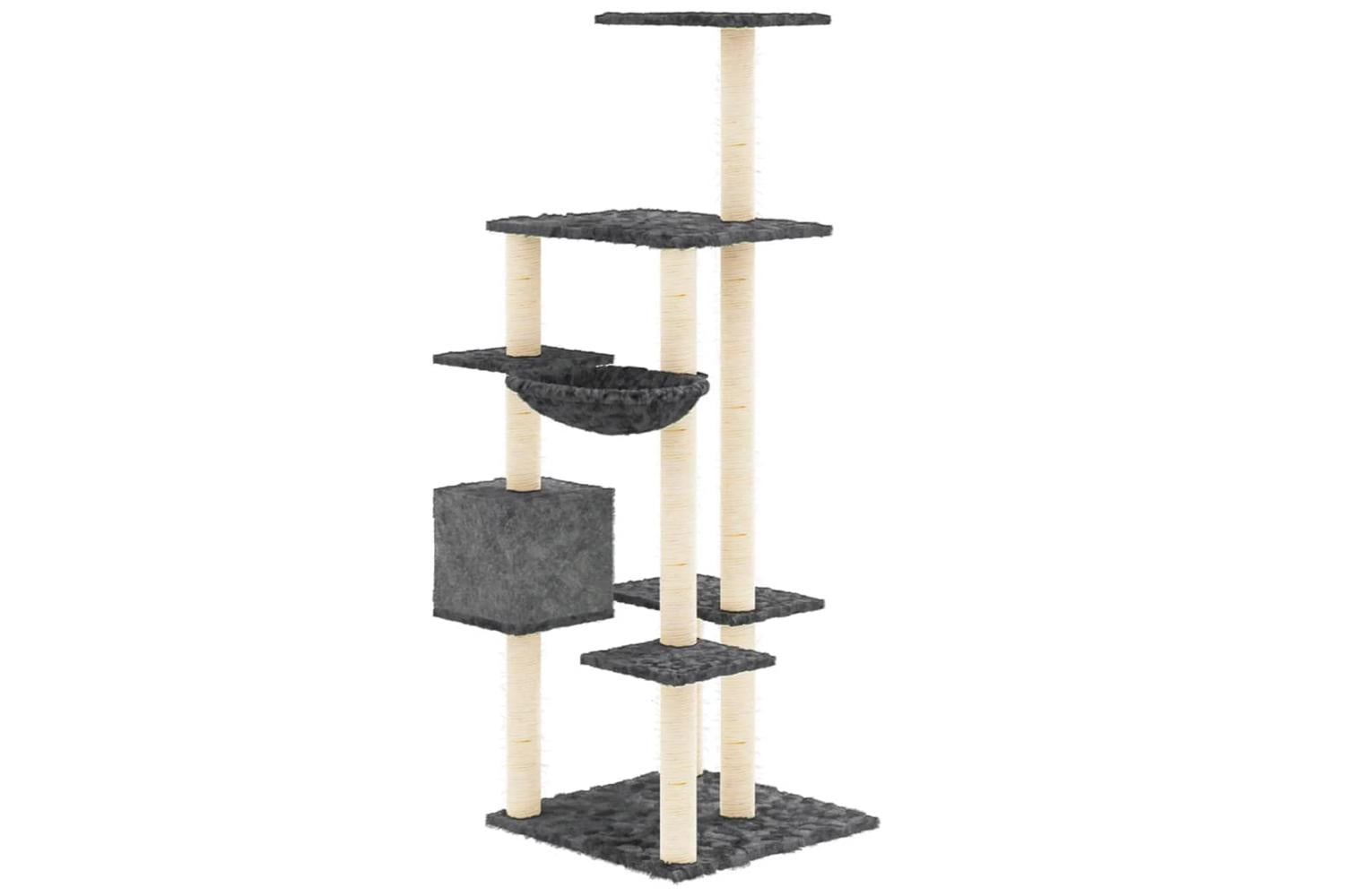 Cat Tree With Sisal Scratching Posts Dark Grey 142 Cm-5