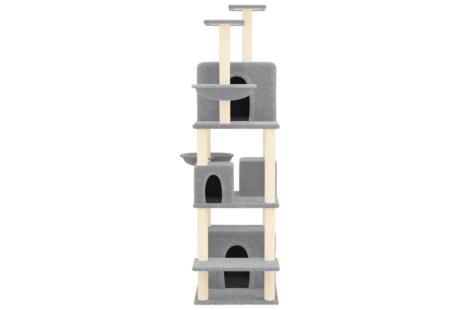 Cat Tree With Sisal Scratching Posts Light Grey 180 Cm-3
