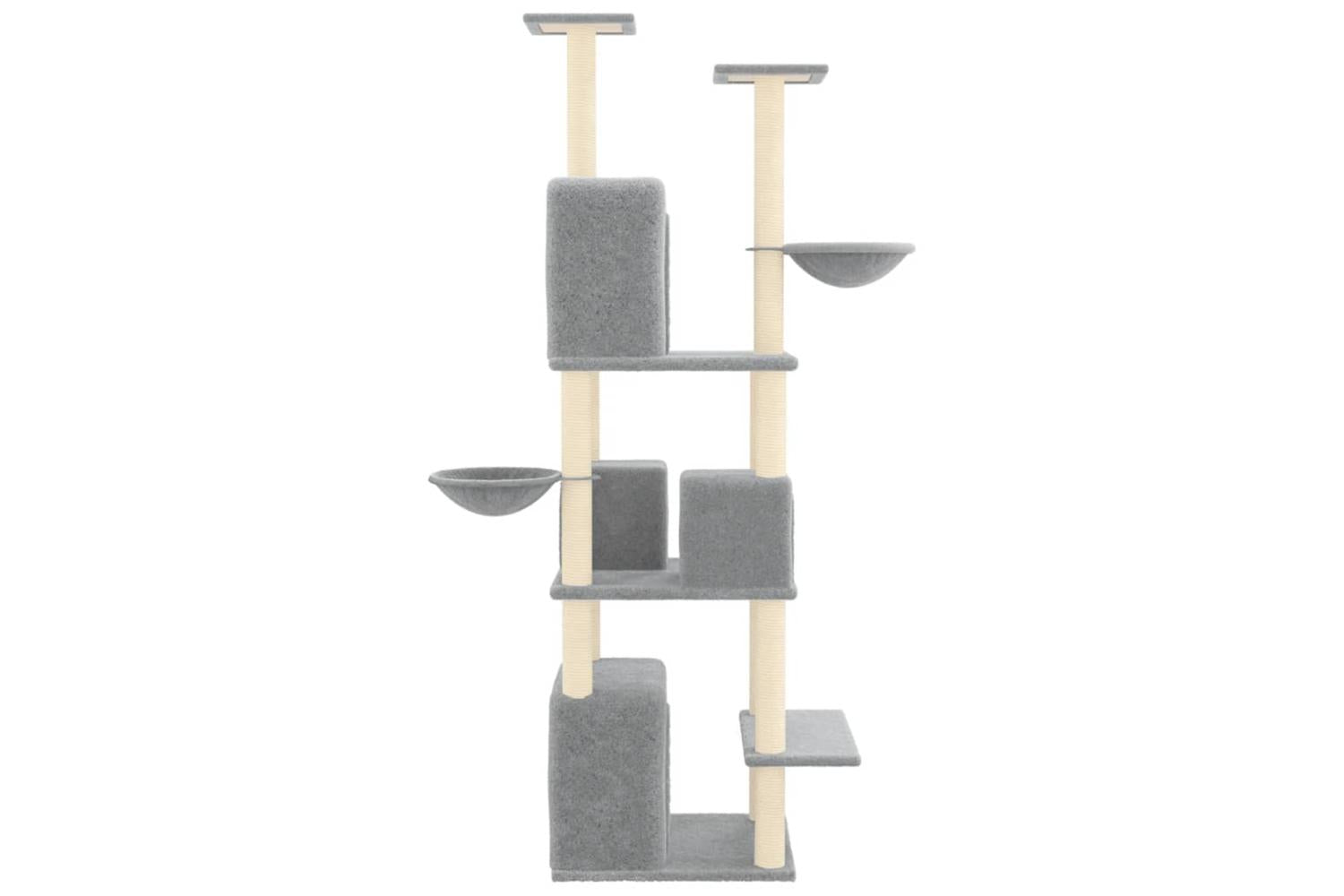 Cat Tree With Sisal Scratching Posts Light Grey 180 Cm-4