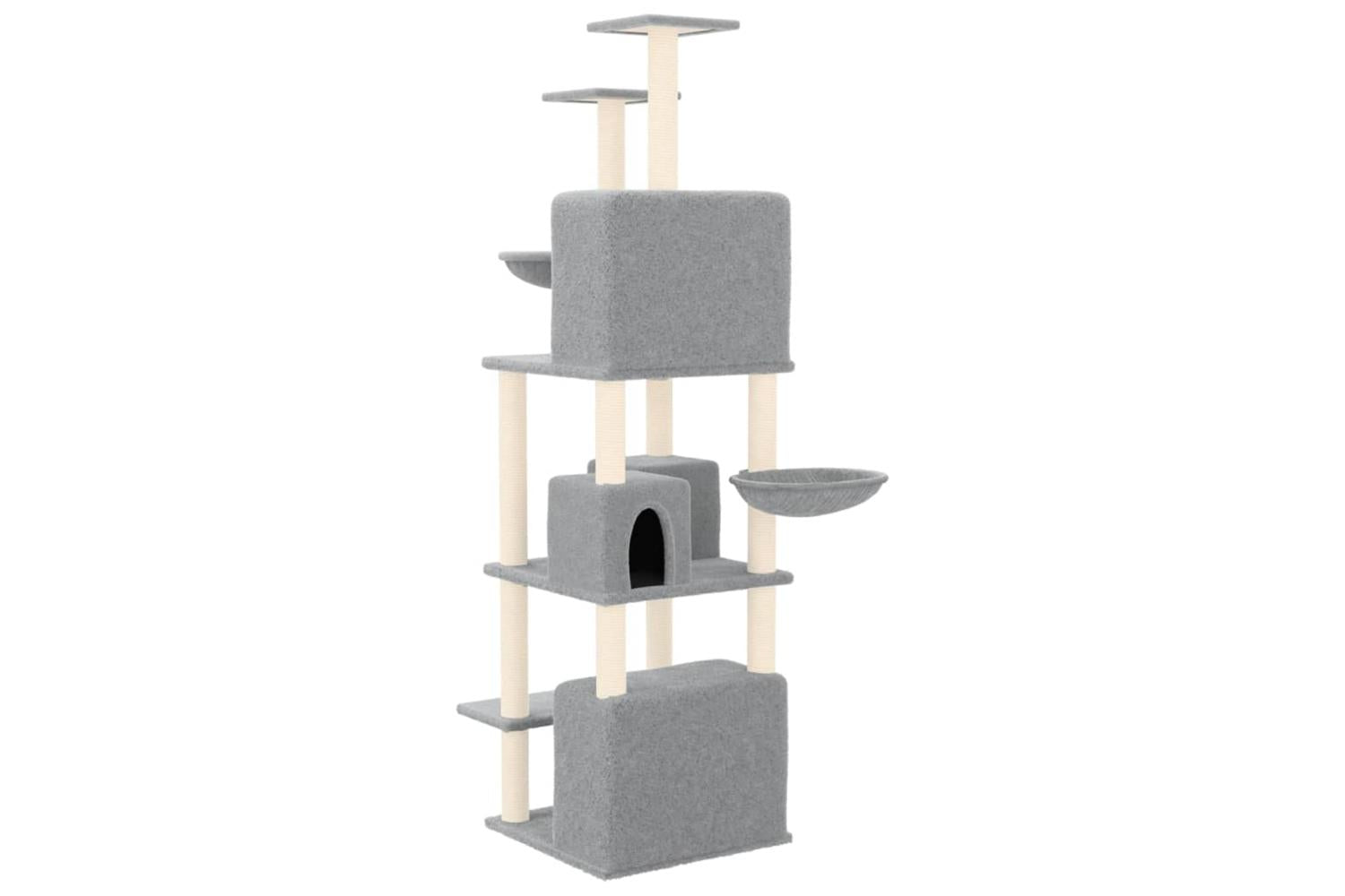 Cat Tree With Sisal Scratching Posts Light Grey 180 Cm-5