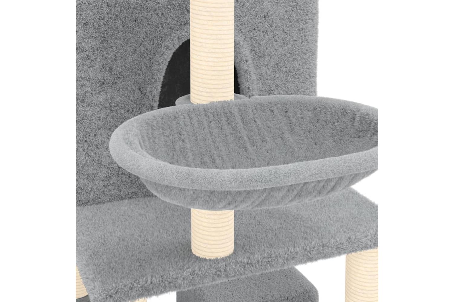 Cat Tree With Sisal Scratching Posts Light Grey 180 Cm-6