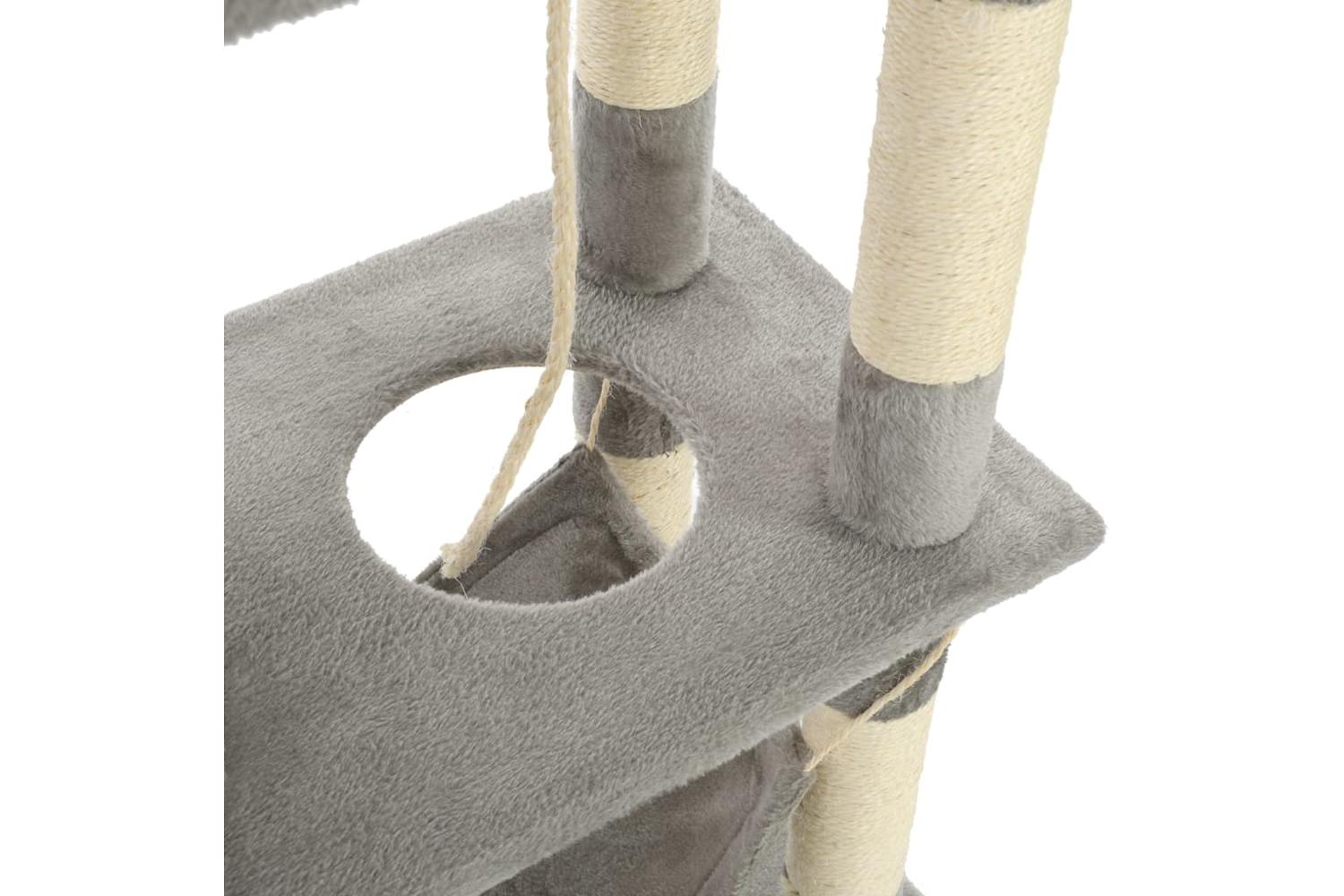 Cat Tree With Sisal Scratching Posts 140 Cm Grey-7