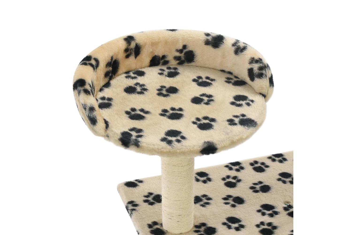 Cat Tree With Sisal Scratching Posts 95 Cm Beige Paw Prints-5