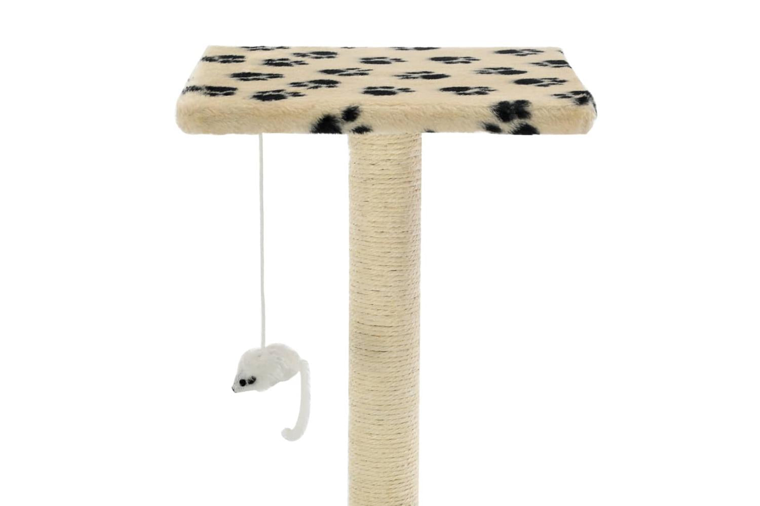 Cat Tree With Sisal Scratching Posts 95 Cm Beige Paw Prints-6
