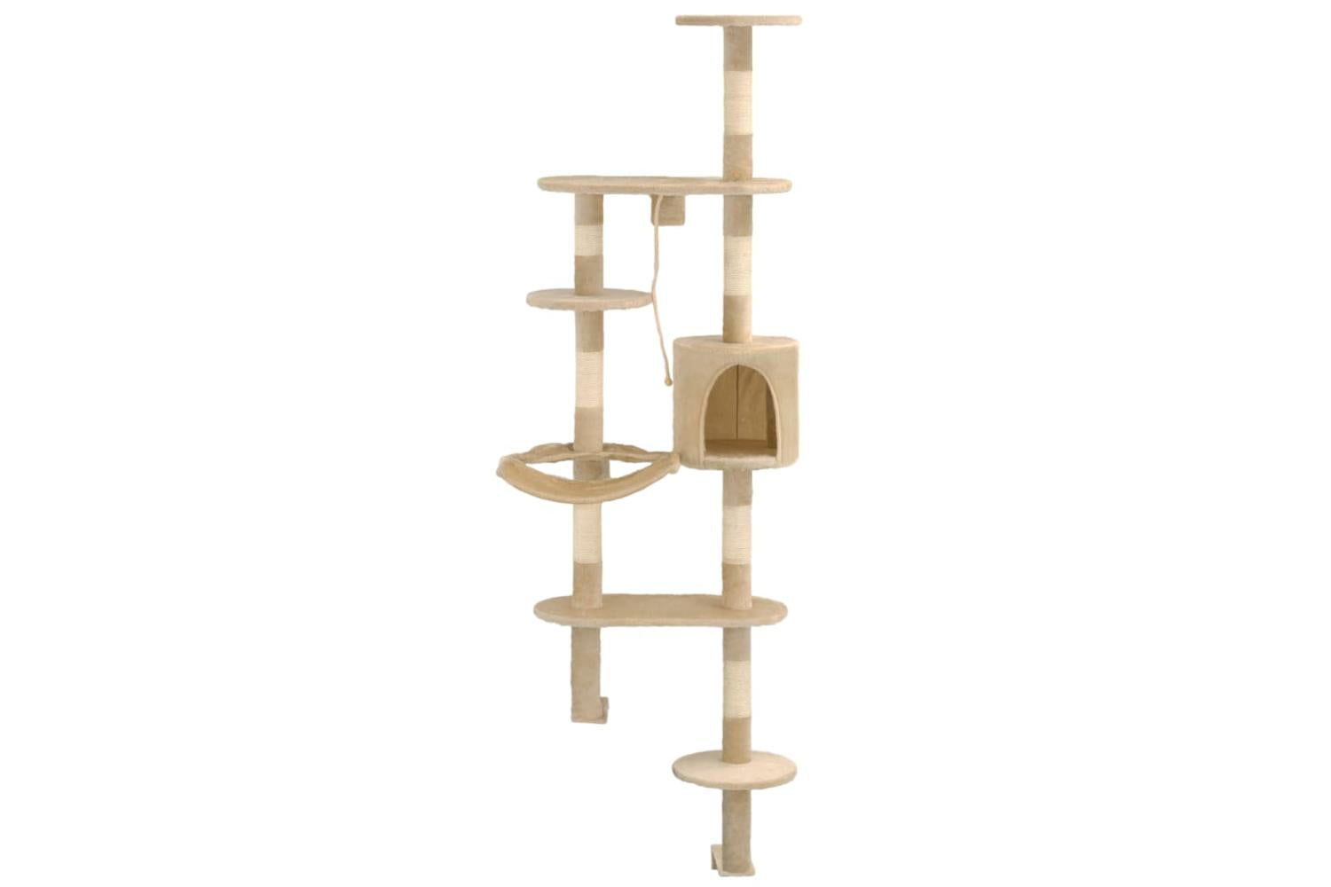 Cat Tree With Sisal Scratching Posts Wall Mounted 194 Cm Beige-2