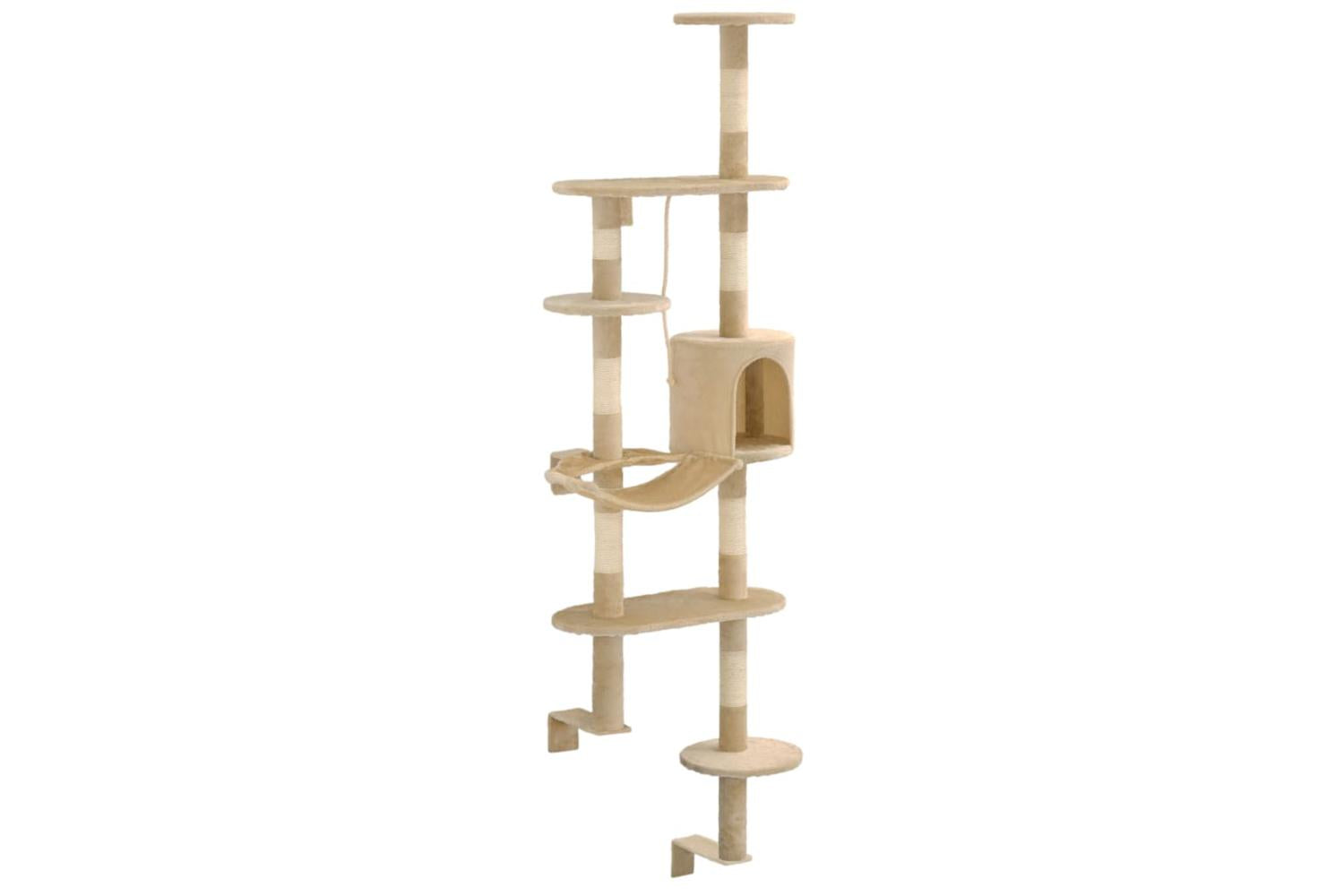 Cat Tree With Sisal Scratching Posts Wall Mounted 194 Cm Beige-3