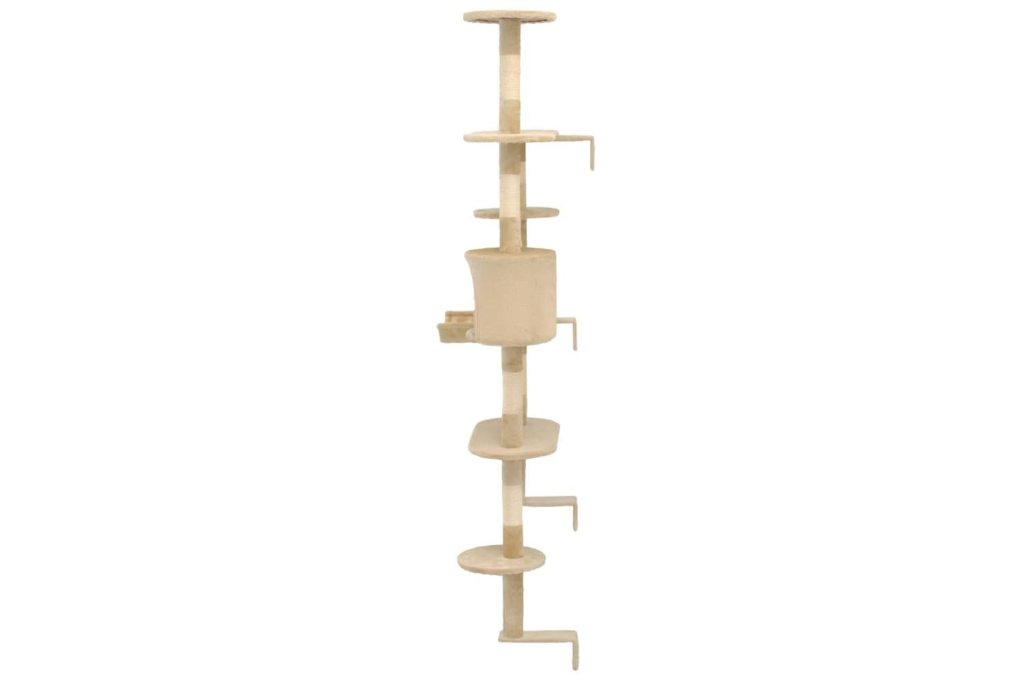 Cat Tree With Sisal Scratching Posts Wall Mounted 194 Cm Beige-4