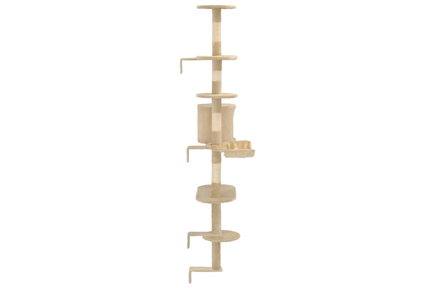 Cat Tree With Sisal Scratching Posts Wall Mounted 194 Cm Beige-5