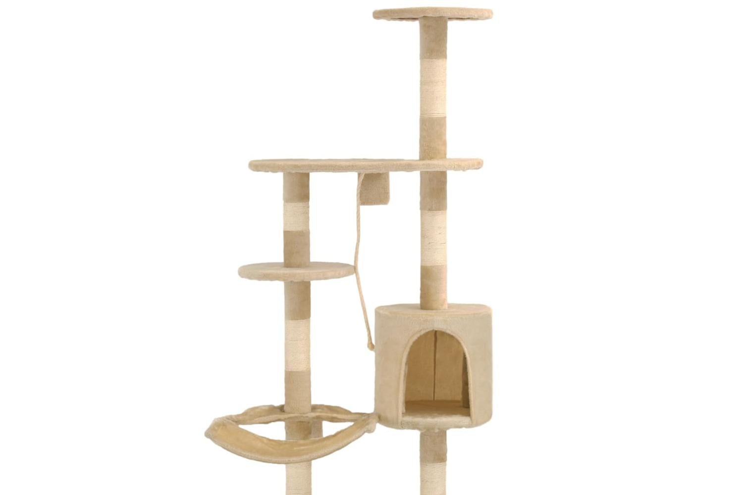 Cat Tree With Sisal Scratching Posts Wall Mounted 194 Cm Beige-6