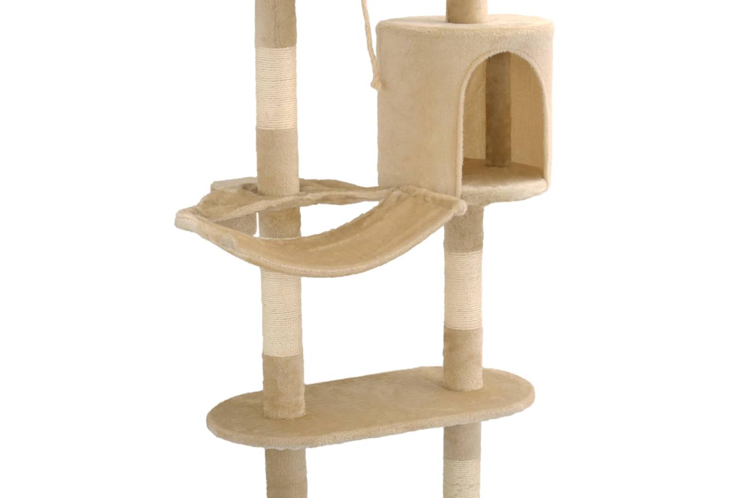 Cat Tree With Sisal Scratching Posts Wall Mounted 194 Cm Beige-7