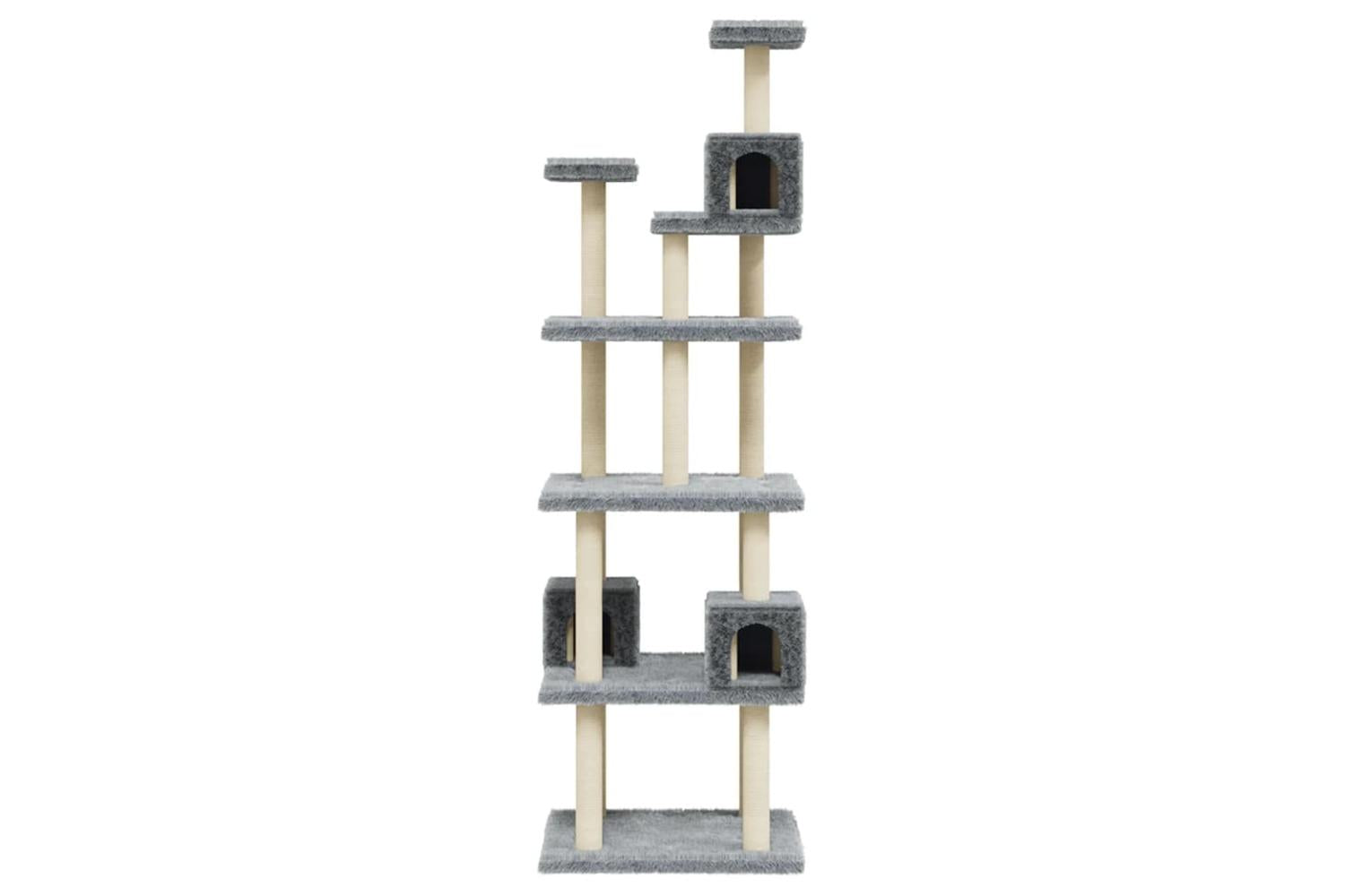 Cat Tree With Sisal Scratching Posts Light Grey 188 Cm-4