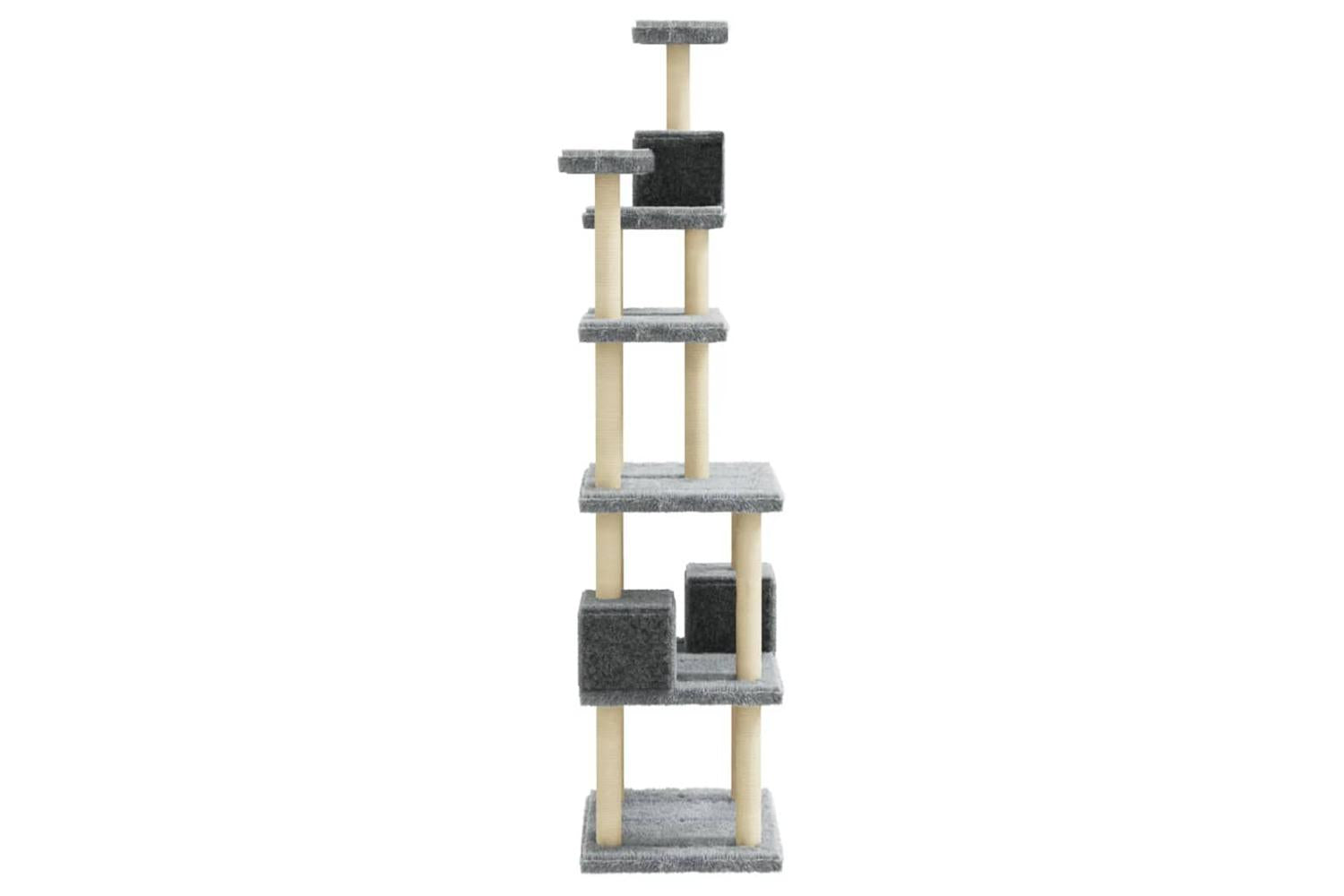 Cat Tree With Sisal Scratching Posts Light Grey 188 Cm-5