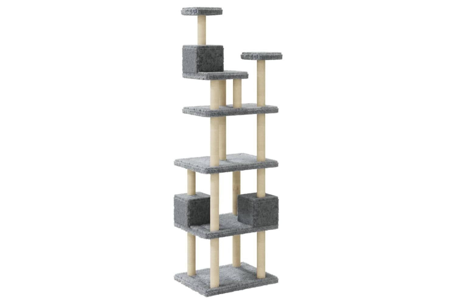 Cat Tree With Sisal Scratching Posts Light Grey 188 Cm-6