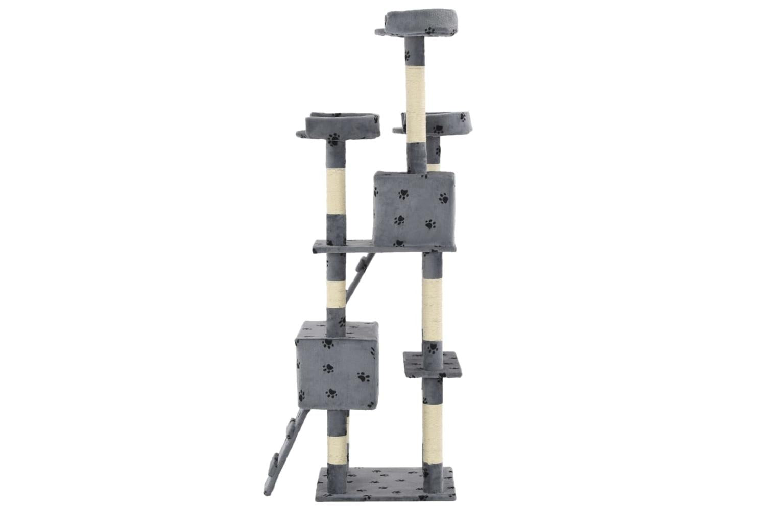 Cat Tree With Sisal Scratching Posts 170 Cm Paw Prints Grey-4