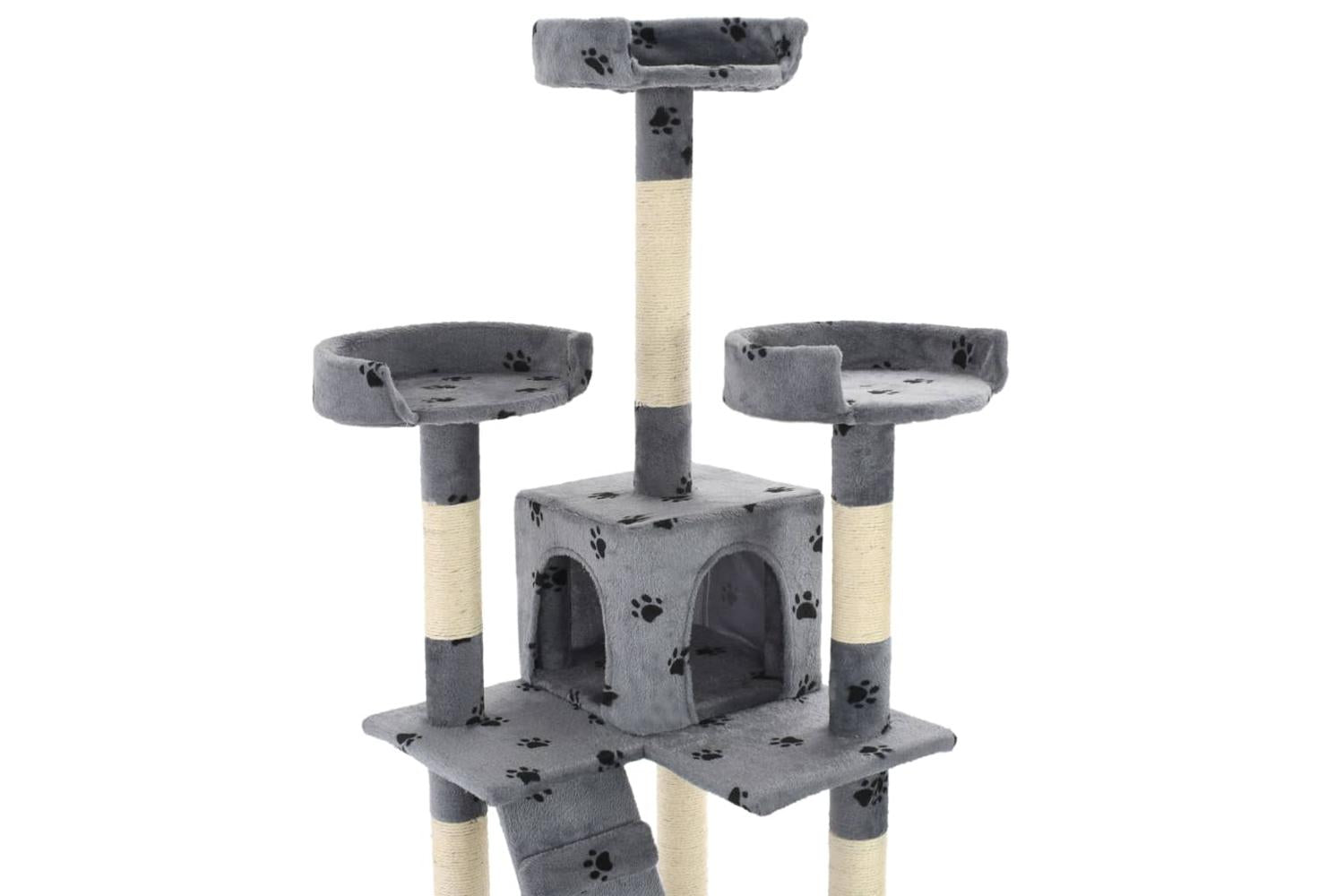 Cat Tree With Sisal Scratching Posts 170 Cm Paw Prints Grey-5