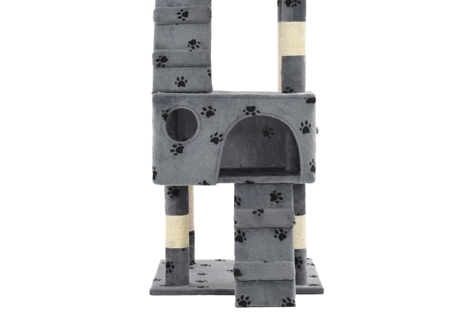Cat Tree With Sisal Scratching Posts 170 Cm Paw Prints Grey-6