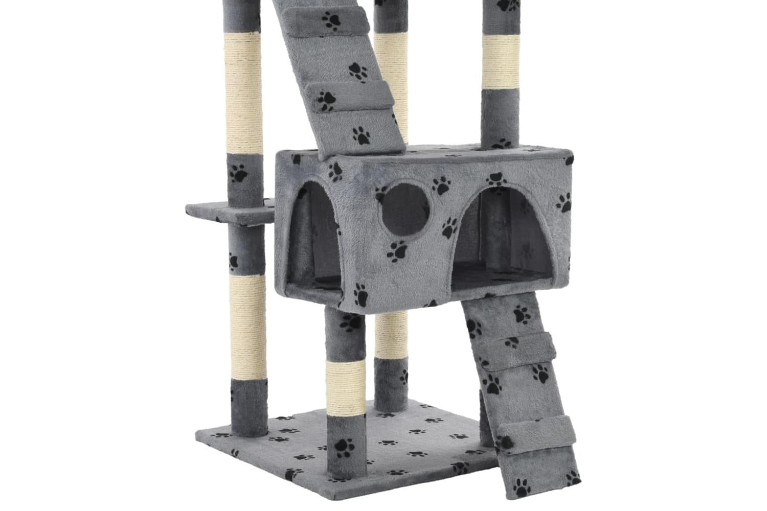 Cat Tree With Sisal Scratching Posts 170 Cm Paw Prints Grey-7