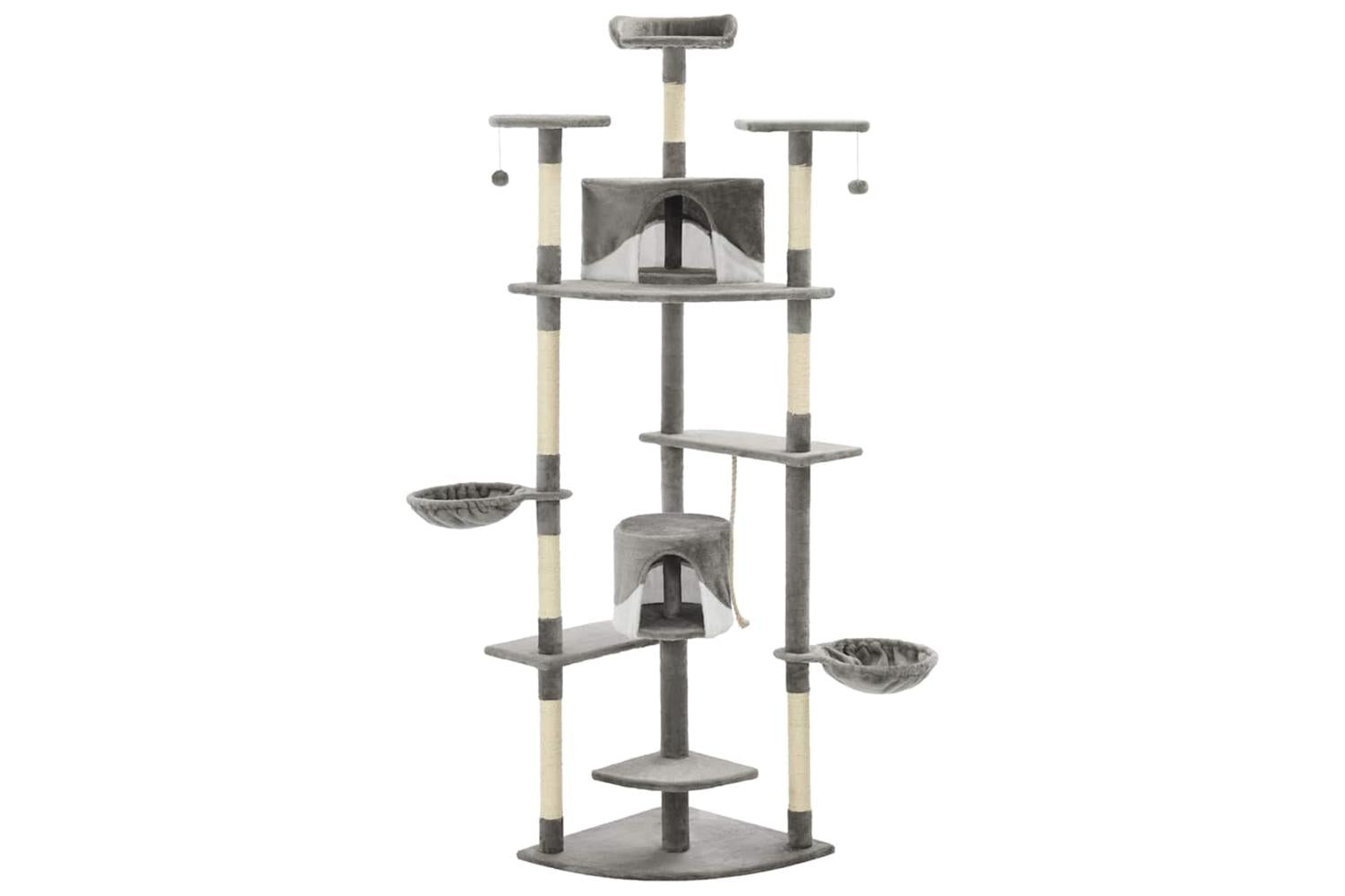 Cat Tree With Sisal Scratching Posts 203 Cm Grey And White-2