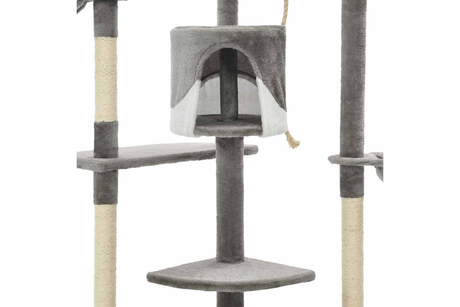 Cat Tree With Sisal Scratching Posts 203 Cm Grey And White-5
