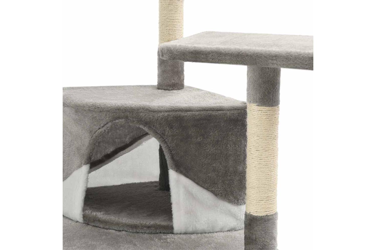 Cat Tree With Sisal Scratching Posts 203 Cm Grey And White-6