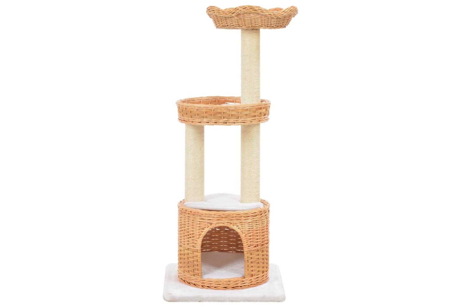Cat Tree With Sisal Scratching Post Natural Willow Wood-2