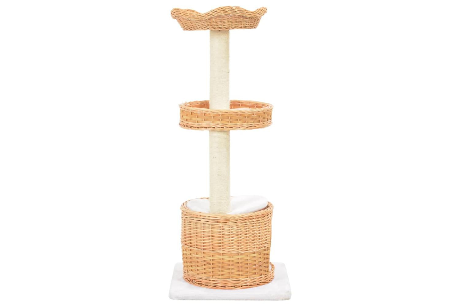Cat Tree With Sisal Scratching Post Natural Willow Wood-3