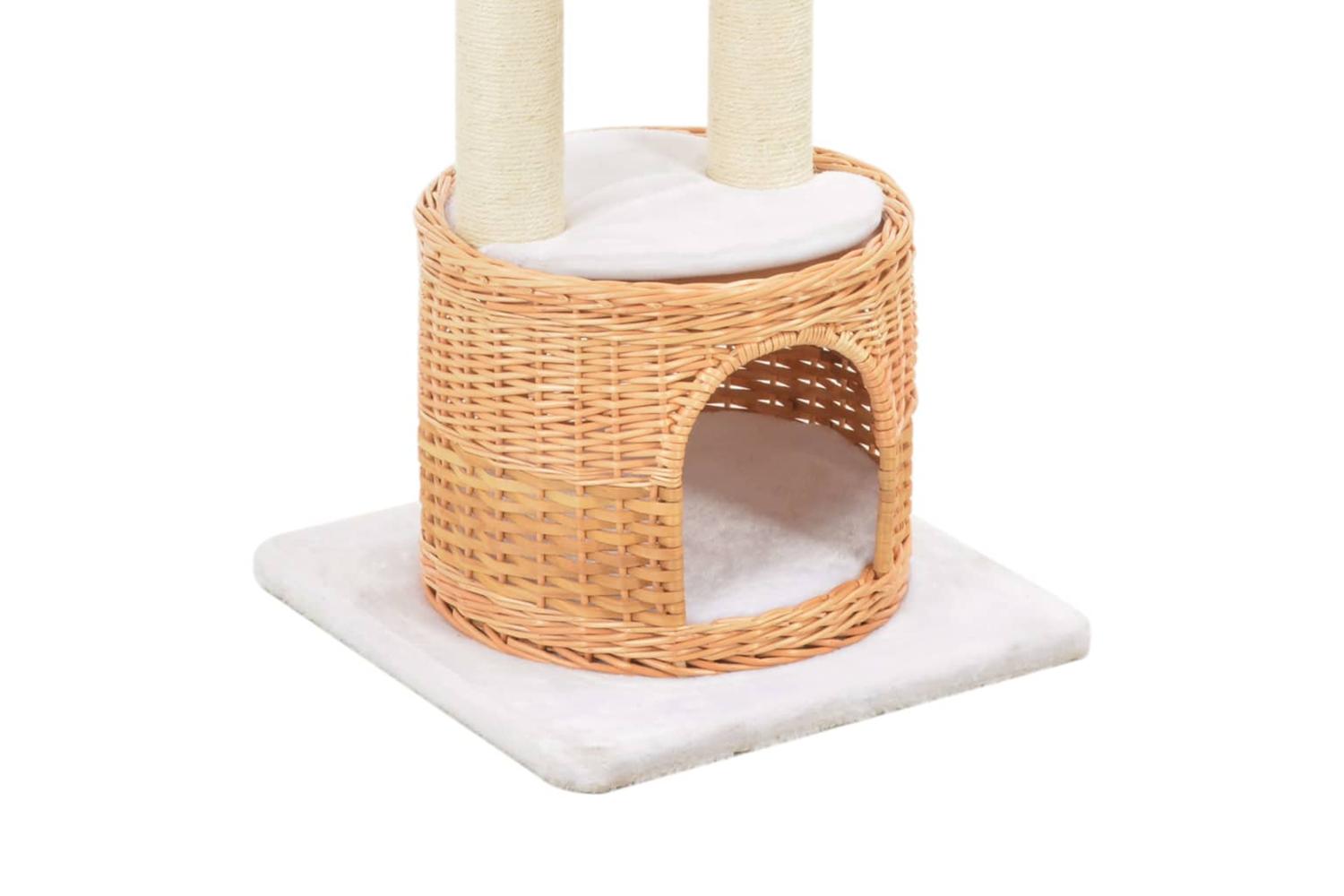 Cat Tree With Sisal Scratching Post Natural Willow Wood-5