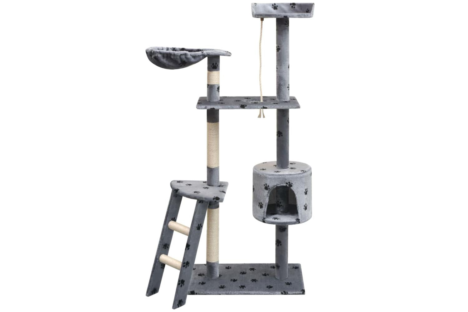 Cat Tree With Sisal Scratching Posts 150 Cm Paw Prints Grey