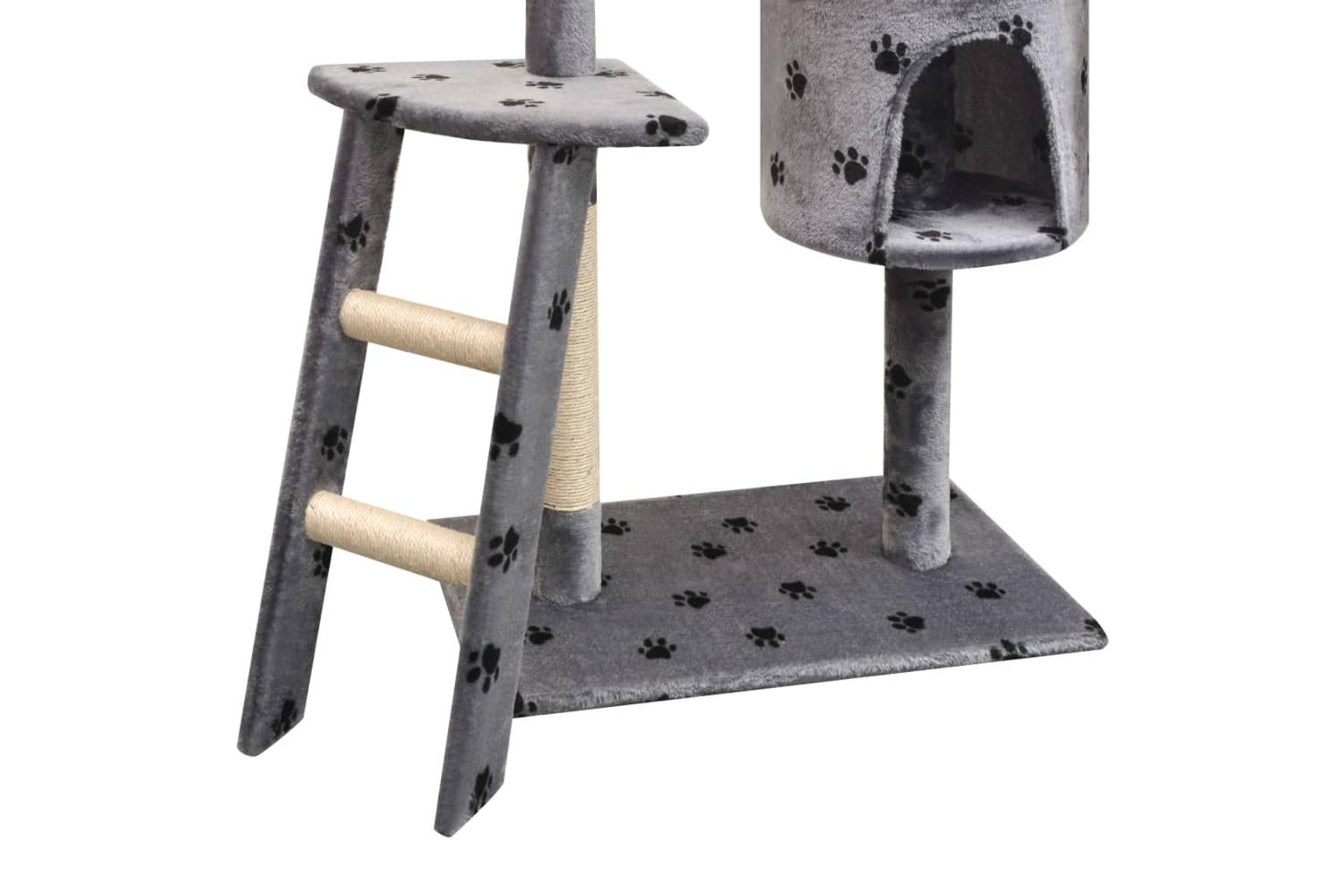 Cat Tree With Sisal Scratching Posts 150 Cm Paw Prints Grey-3
